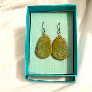 Green/tan stone earrings